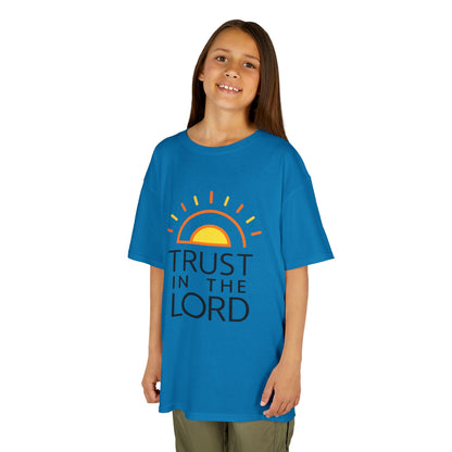 UNISEX Kids T-Shirt — "Trust in the Lord" Sun Graphic Christian Tee