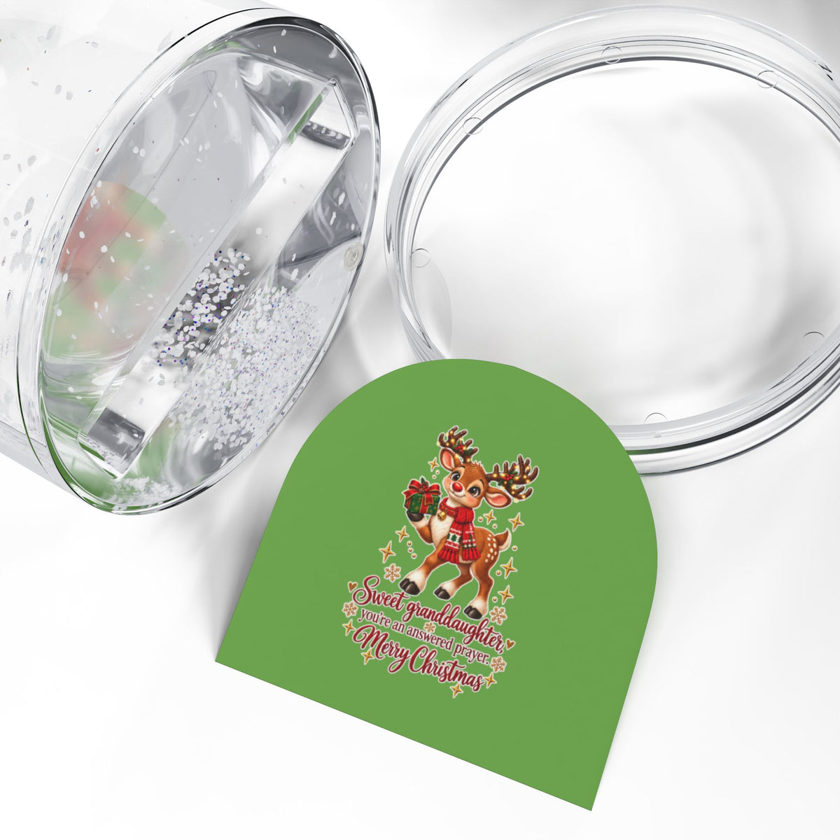 Christmas Reindeer Snow Globe — "Sweet Granddaughter" Holiday Gift