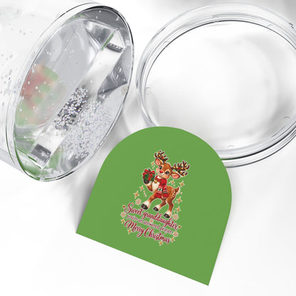 Christmas Reindeer Snow Globe — "Sweet Granddaughter" Holiday Gift