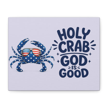Patriotic Crab Canvas — "Holy Crab God Is Good" Wall Art