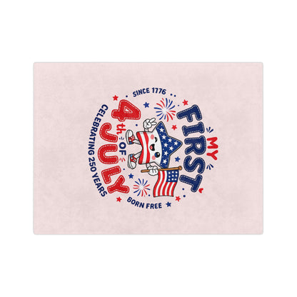 My First 4th of July Baby Blanket — Velveteen Microfiber Patriotic Infant Throw