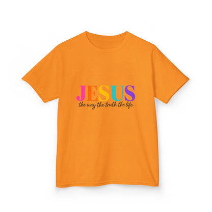 Kids Tee — "JESUS The Way The Truth The Life" Rainbow Christian T-Shirt