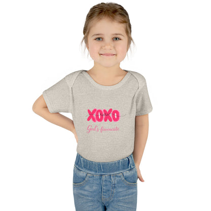 Baby Bodysuit "XOXO God's Favorite" — Cute Pink Valentine Infant Onesie