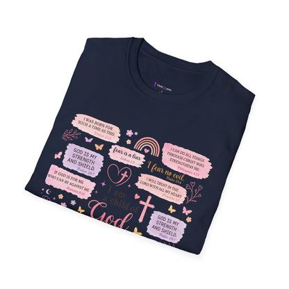 Christian Inspirational T-Shirt — “I am a child of God” Pink Scripture Tee