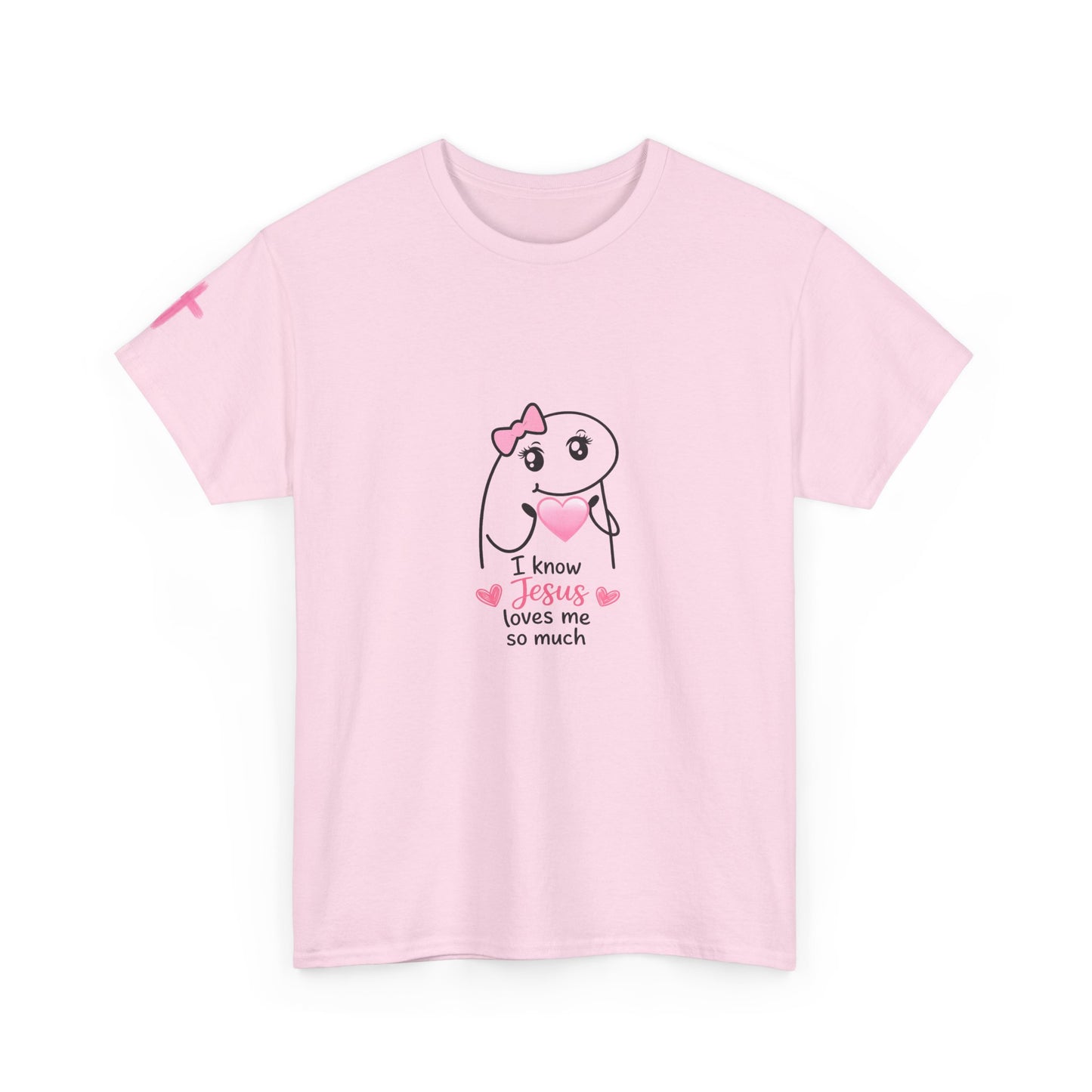 She Is Worthy T-Shirt — "I Know Jesus Loves Me" Pink Bow Christian Tee (Proverbs 31)