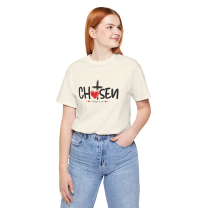 Chosen Cross Heart T-Shirt — Christian Faith Tee (1 Peter 2)
