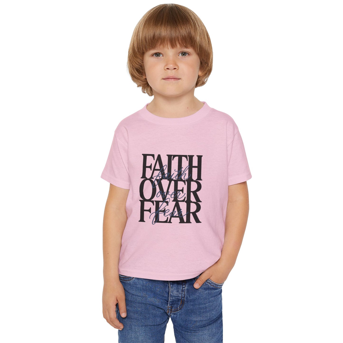 Toddler T‑Shirt — "Faith Over Fear" Scripture Graphic, Christian Kids Tee