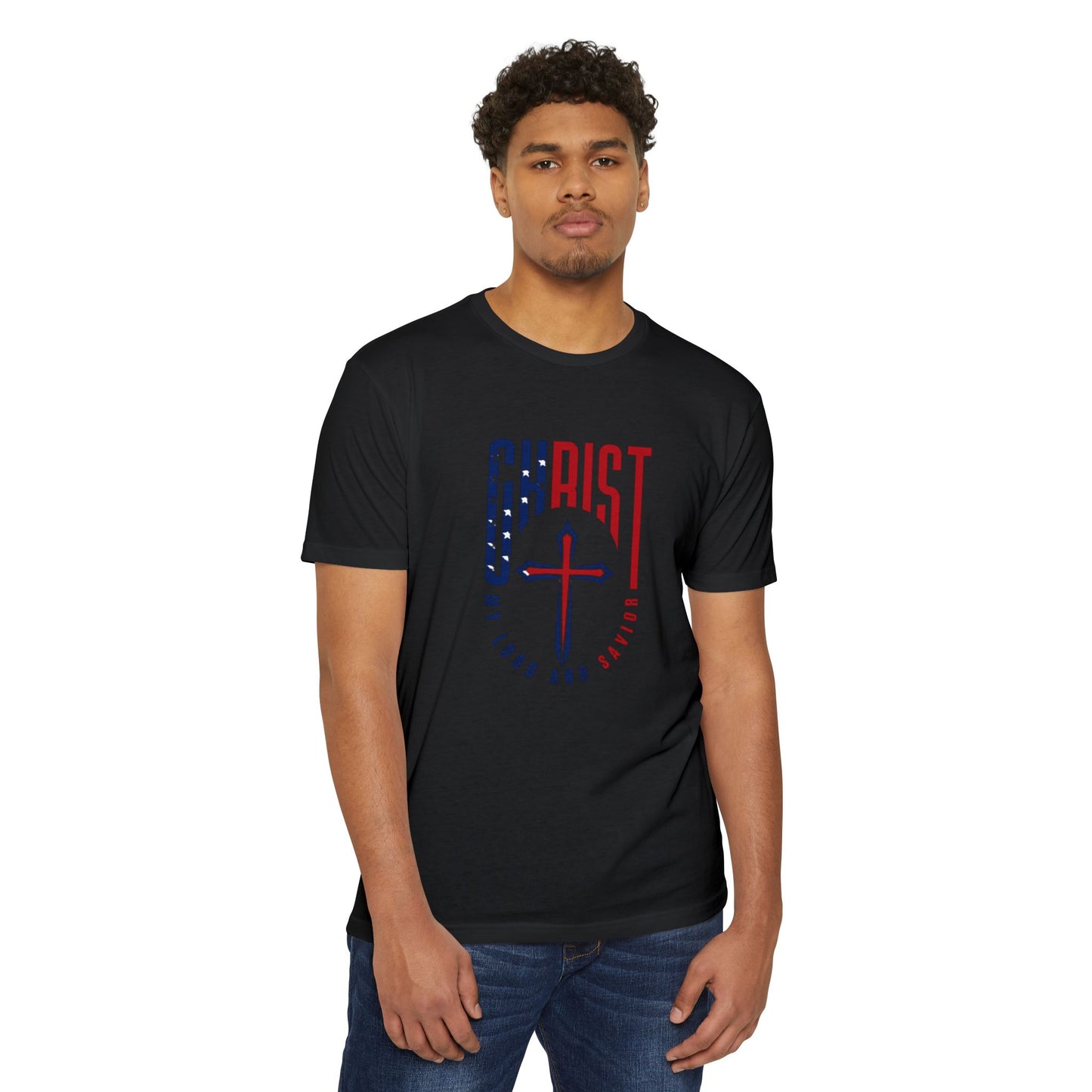 UNISEX Christ Cross T‑Shirt — My Lord and Savior Patriotic Christian Tee