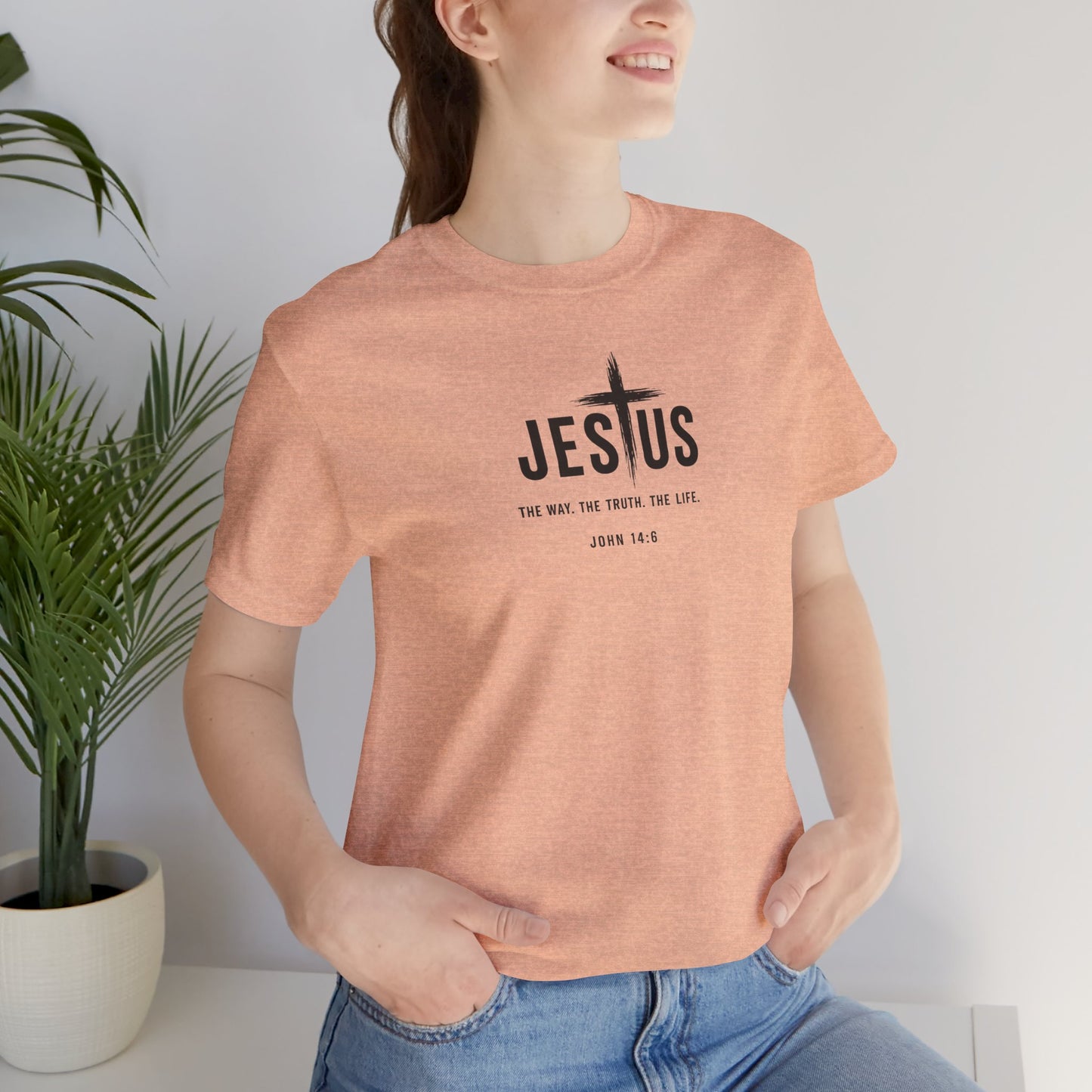 Jesus Cross T‑Shirt - "Jesus: The Way the Truth the Life" Bible Verse Tee (John 14:6)
