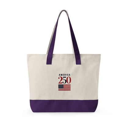 American Flag Canvas Tote Bag — "Stand For The Flag" Patriotic Zippered Tote