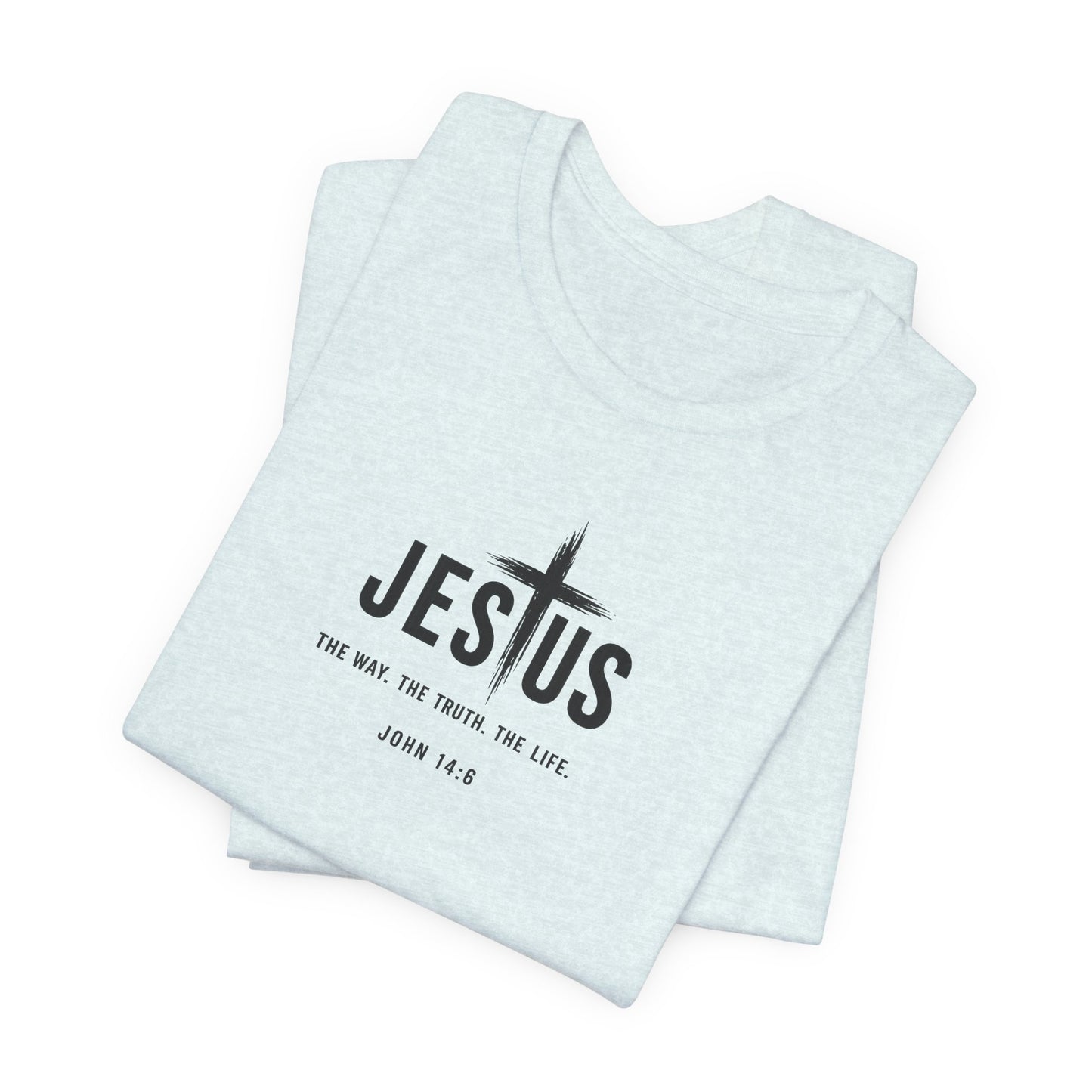 Faith Over Everything Christian Tee — "Jesus" Cross Design, John 14:6 Inspirational Shirt