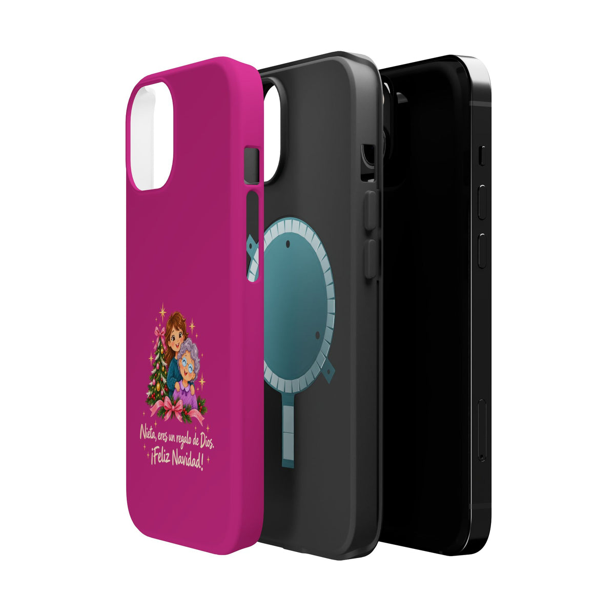 Magenta Christmas Grandma Phone Case — "Abuela, eres un regalo de Dios. ¡Feliz Navidad!" Magnetic Impact-Resistant