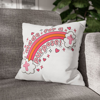 Square Pillow — "Made for a Purpose" Rainbow Cross Decorative Throw Pillowcase