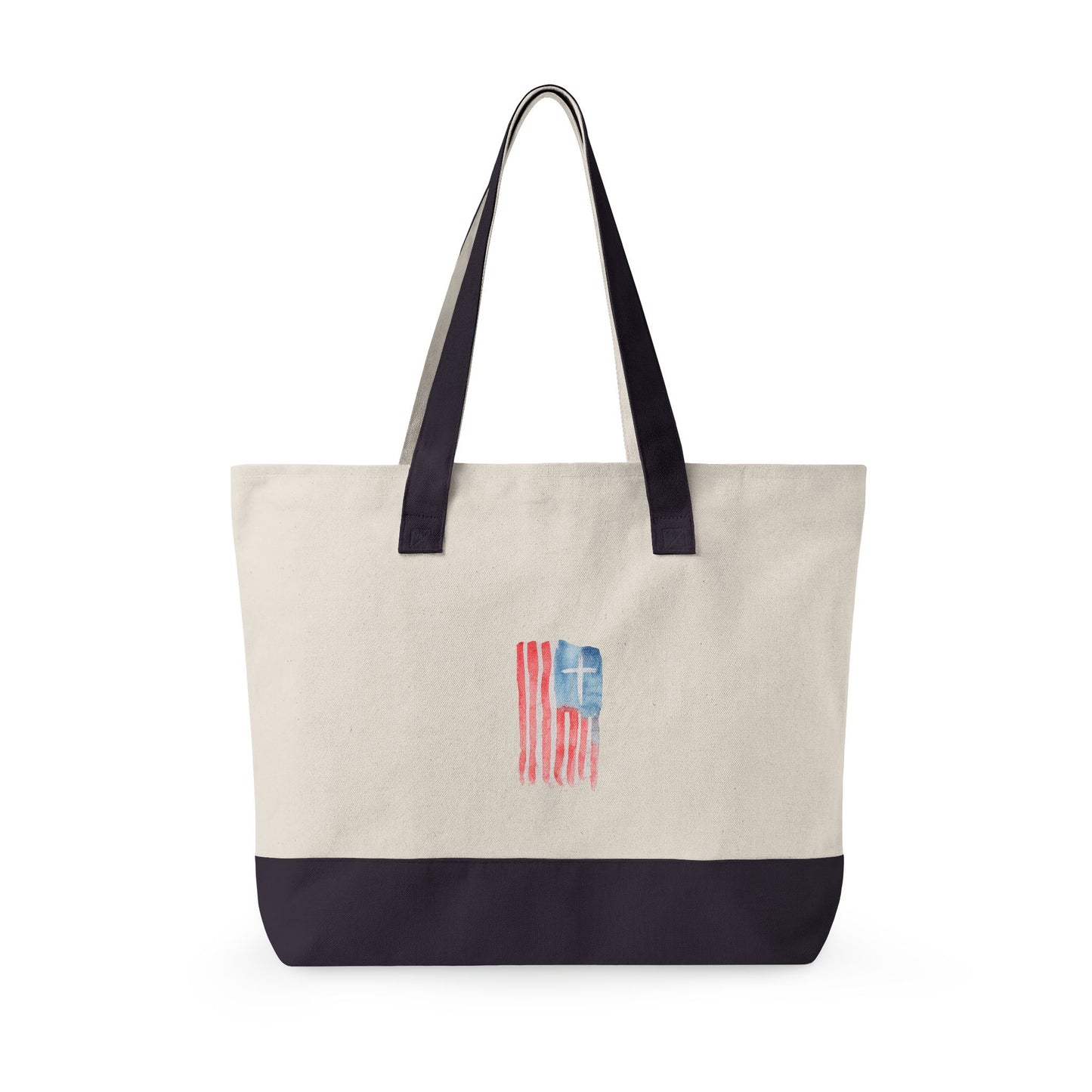 Canvas Tote Bag — "Child of God" & Watercolor Flag Zippered Tote