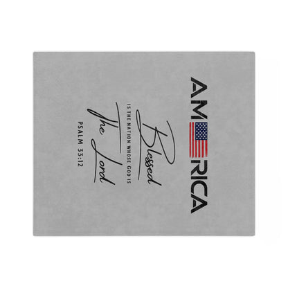 America Blessed Blanket - Velveteen Microfiber Throw with Psalm 33:12 Patriotic Faith Design