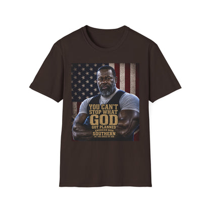Patriotic Faith Graphic T-Shirt — "You Can't Stop What God" Inspirational Tee