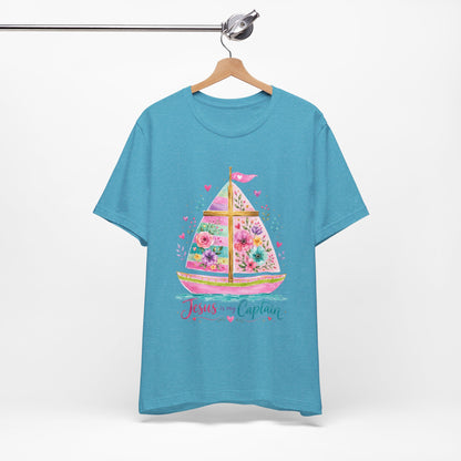 Jesus Is My Captain Floral Sailboat T-Shirt