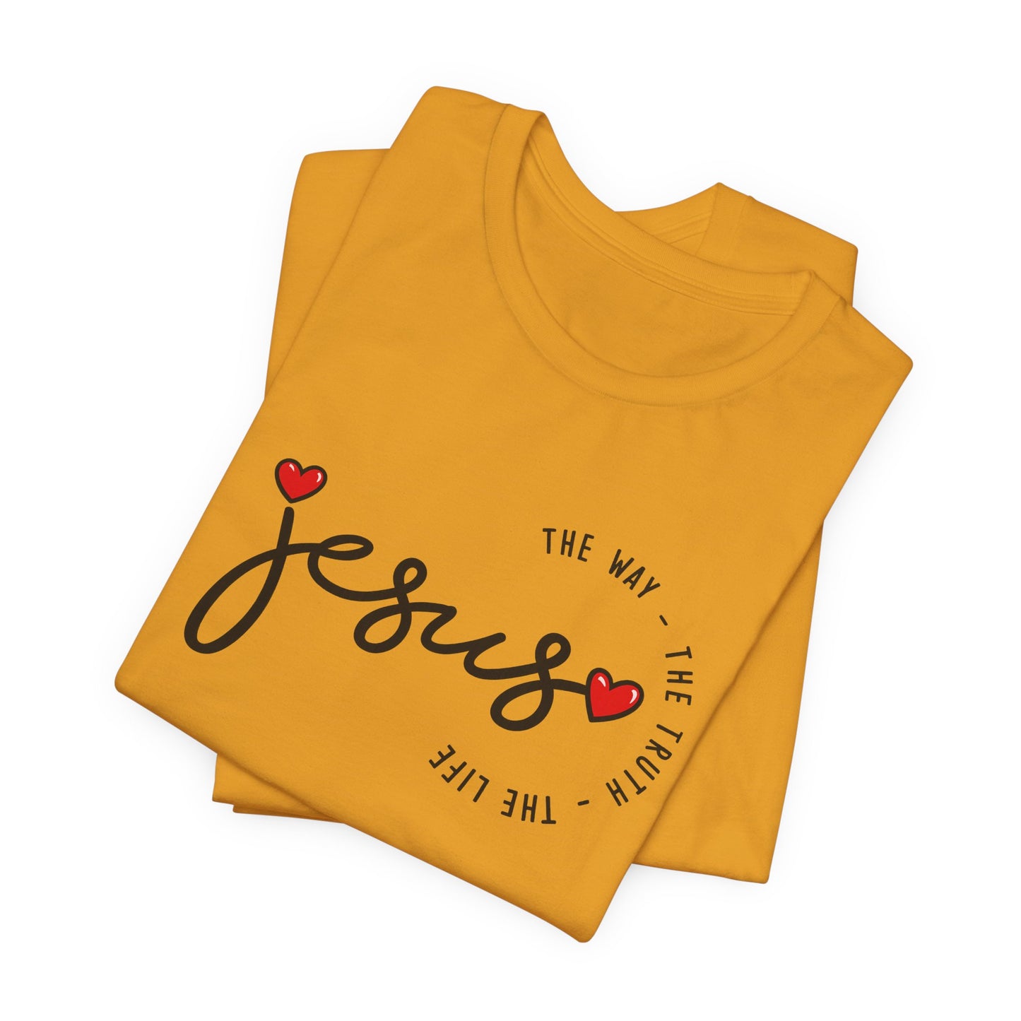 Jesus Script Tee - "Jesus" with Hearts | Faith Christian Shirt