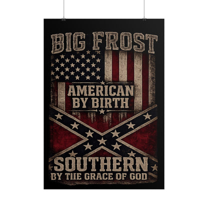 Rolled Poster — "Big Frost: American By Birth, Southern By the Grace of God" Patriotic Vintage Flag Print