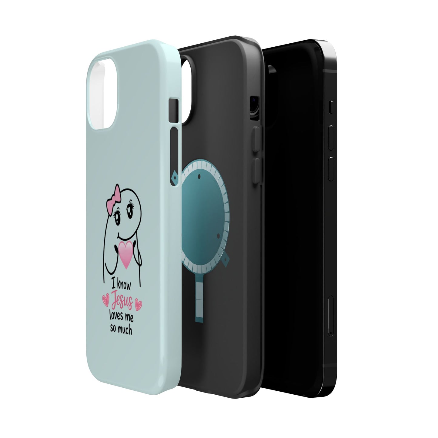 Christian Cute Heart Phone Case — "I Know Jesus Loves Me So Much" Magnetic Impact-Resistant Case