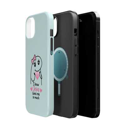 Christian Cute Heart Phone Case — "I Know Jesus Loves Me So Much" Magnetic Impact-Resistant Case