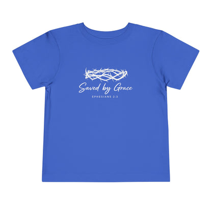 Toddler Tee — "Saved by Grace" Christian Crown of Thorns Shirt (Ephesians 2:8)