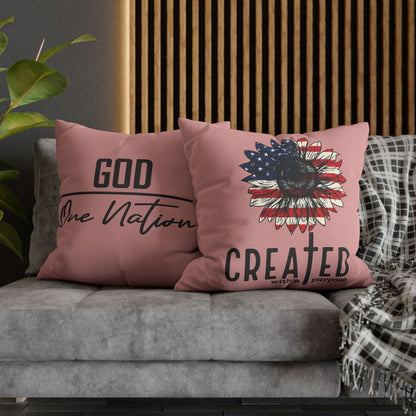 CREATED WITH A PURPOSE & GOD UNDER ONE NATION Canvas Pillowcase