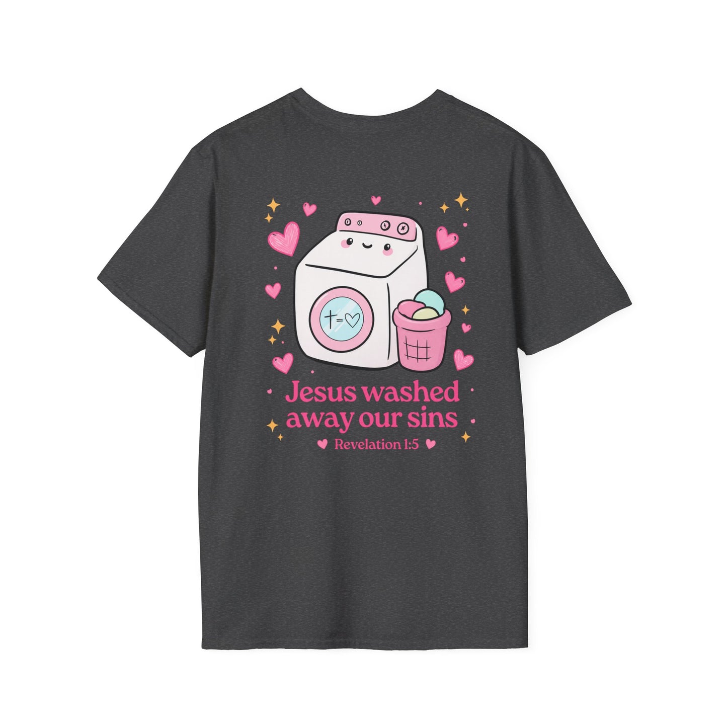 Christian T-Shirt – “Jesus Washed Away Our Sins” Cute Washing Machine Design