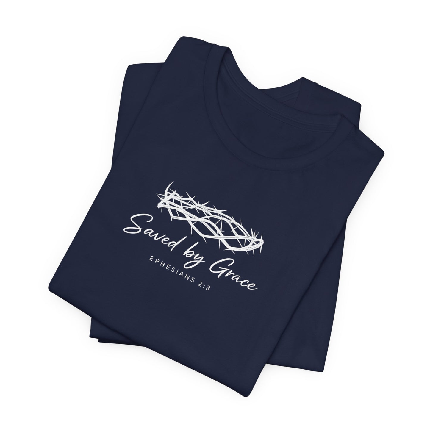 Faith Over Fear T-Shirt — "Saved by Grace" Christian Tee (Heart & Crown)