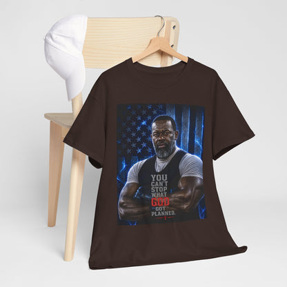 Patriotic Faith Tee — "You Can't Stop What God Has Planned"