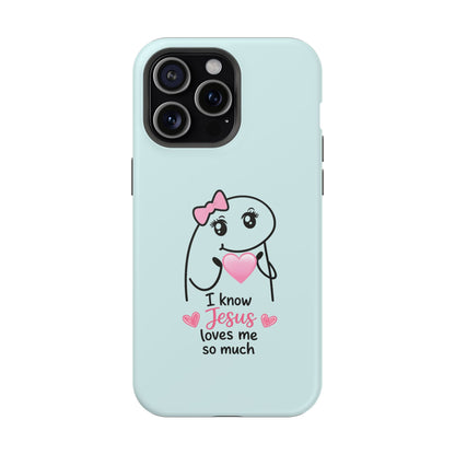 Christian Cute Heart Phone Case — "I Know Jesus Loves Me So Much" Magnetic Impact-Resistant Case