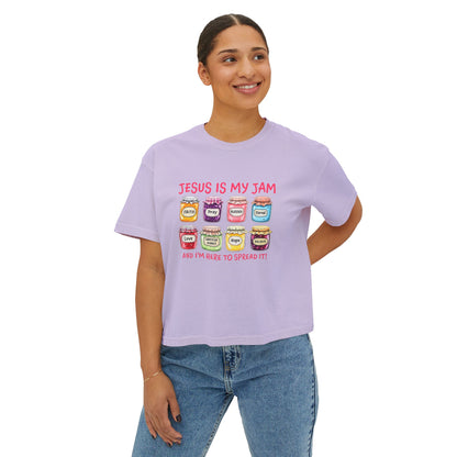 Jesus Is My Jam Women’s Boxy Tee — Cute Christian Faith Graphic Shirt