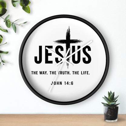 Jesus Wall Clock — "The Way. The Truth. The Life." John 14:6 Christian Decorative Clock