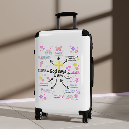 Suitcase — "God Says I Am" Inspirational Carry-On Luggage