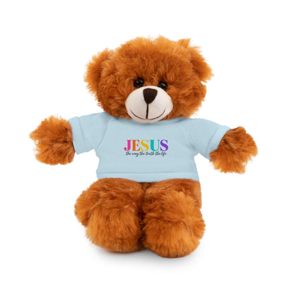 Jesus Rainbow Tee Teddy Bear - Plush Stuffed Animal with Faith Shirt
