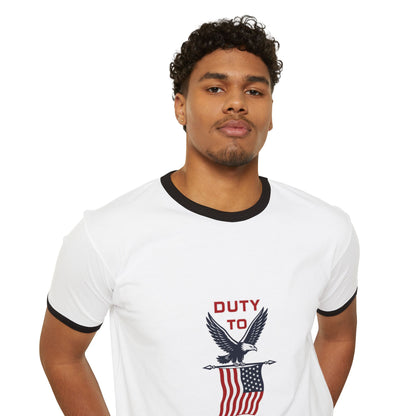 Duty to God Eagle Flag Ringer T-Shirt