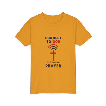 Youth Tee — "Connect to God" Prayer Wi-Fi Cross Shirt
