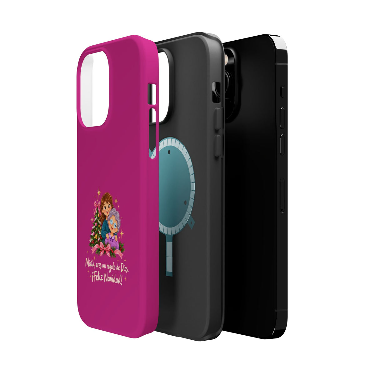 Magenta Christmas Grandma Phone Case — "Abuela, eres un regalo de Dios. ¡Feliz Navidad!" Magnetic Impact-Resistant