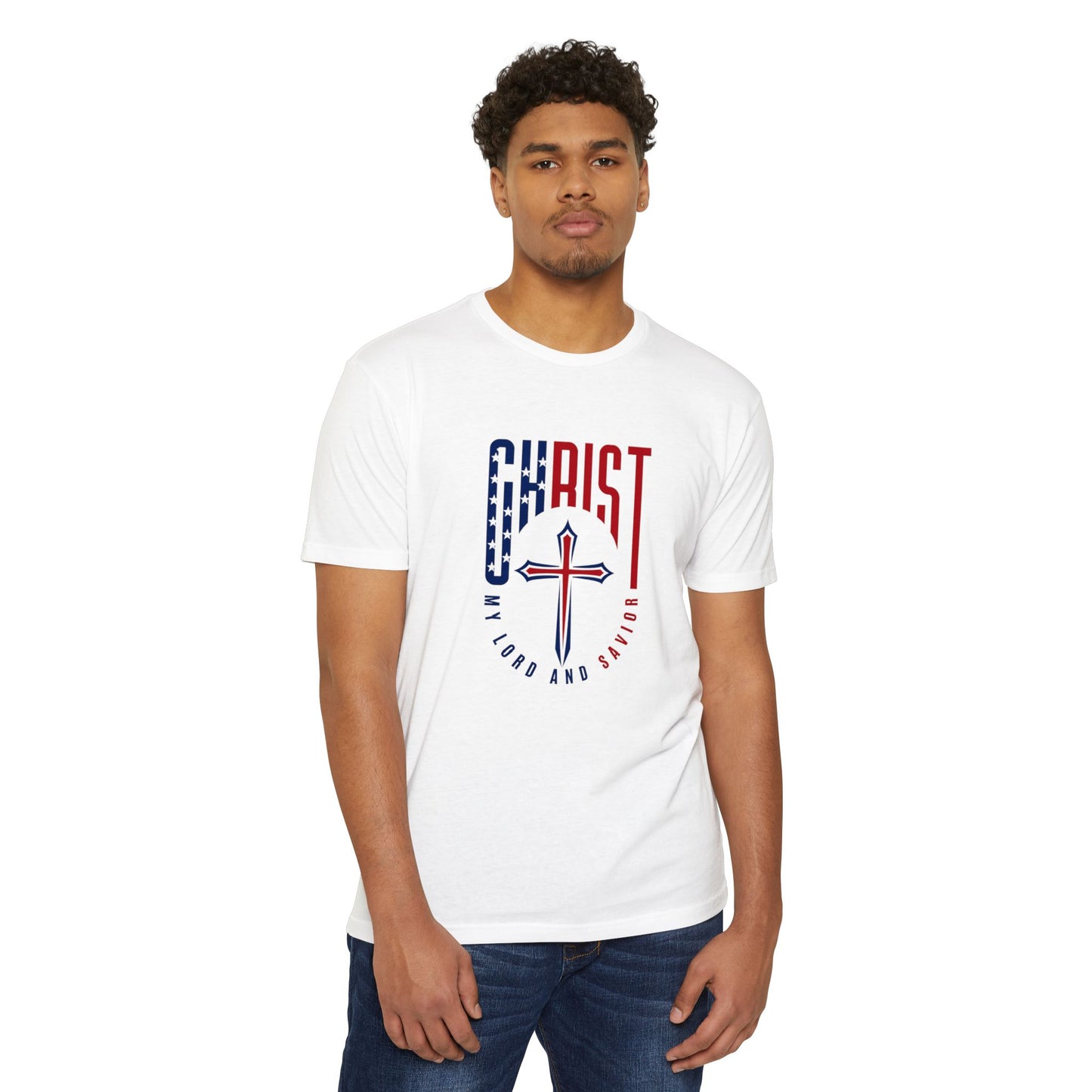 UNISEX Christ Cross T‑Shirt — My Lord and Savior Patriotic Christian Tee