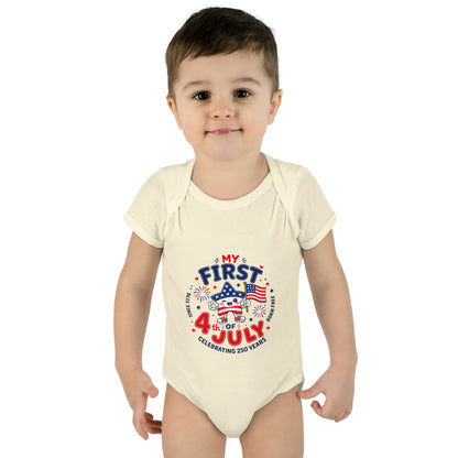 Baby Bodysuit – "My First 4th of July" Patriotic Infant Onesie