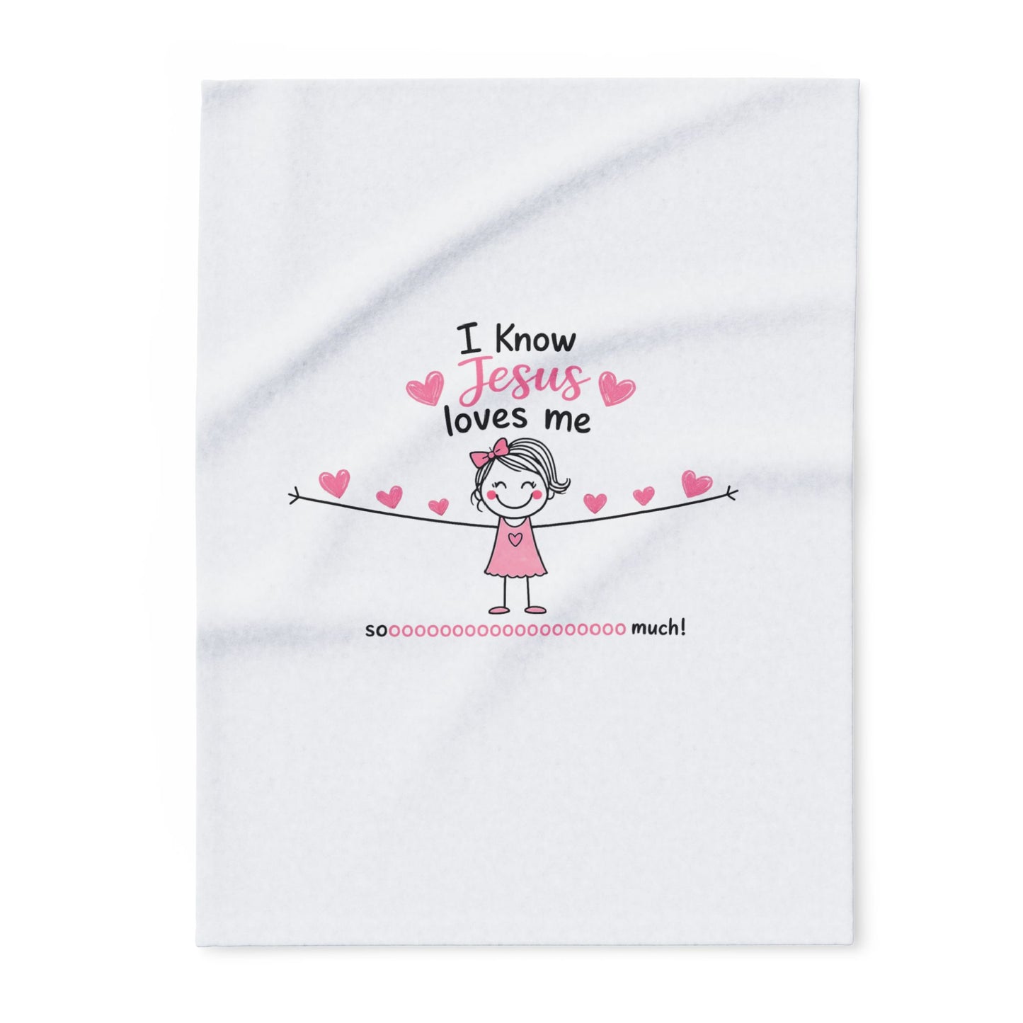 Christian Kids Fleece Blanket — "I Know Jesus Loves Me" Heart Design