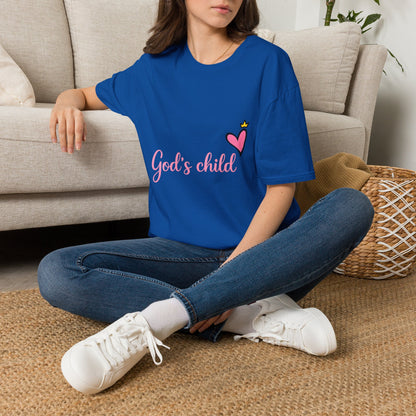 God's Child T-Shirt — Pink Heart Christian Faith Tee