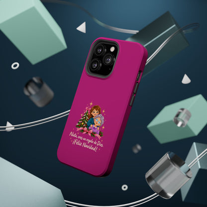 Magenta Christmas Grandma Phone Case — "Abuela, eres un regalo de Dios. ¡Feliz Navidad!" Magnetic Impact-Resistant