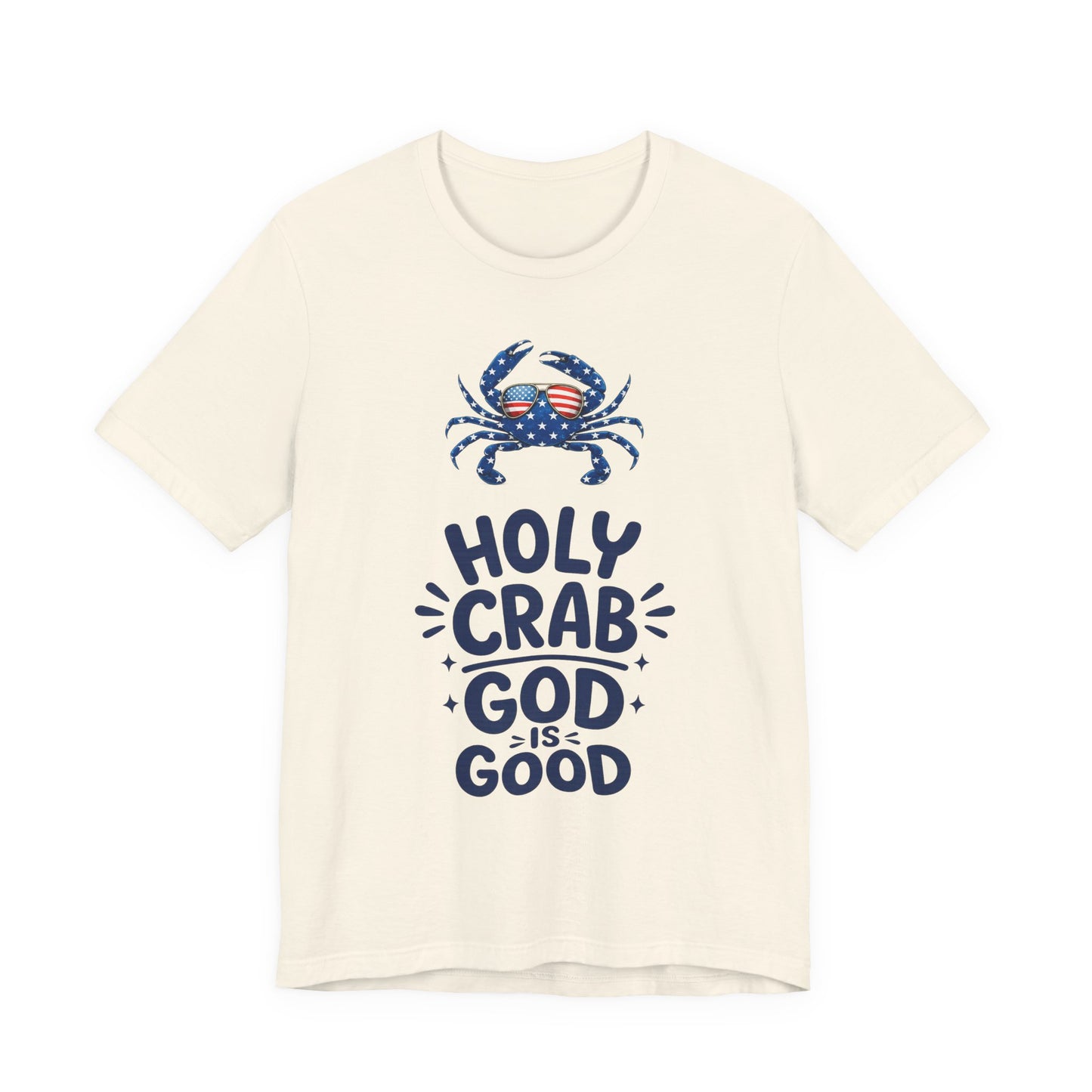 Holy Crab God Is Good T-Shirt — Patriotic Blue Crab Graphic Tee