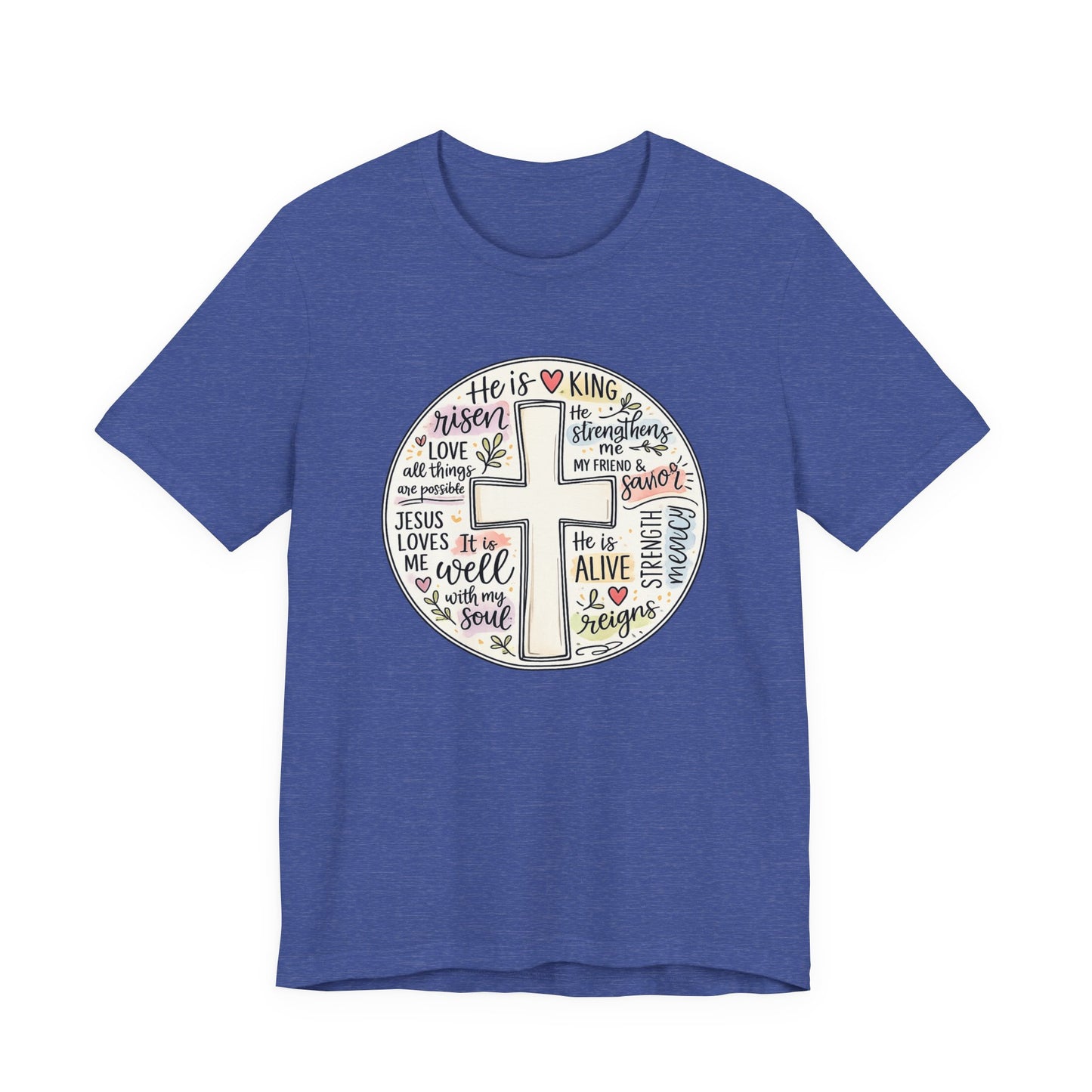 Christian Cross Faith T-Shirt — He Is Risen Inspirational Graphic Tee