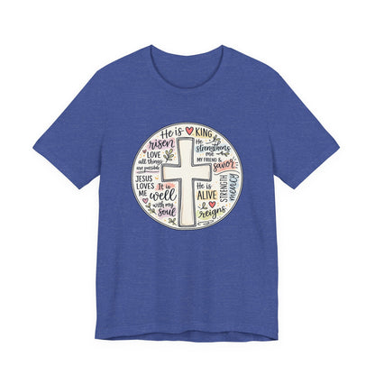 Christian Cross Faith T-Shirt — He Is Risen Inspirational Graphic Tee