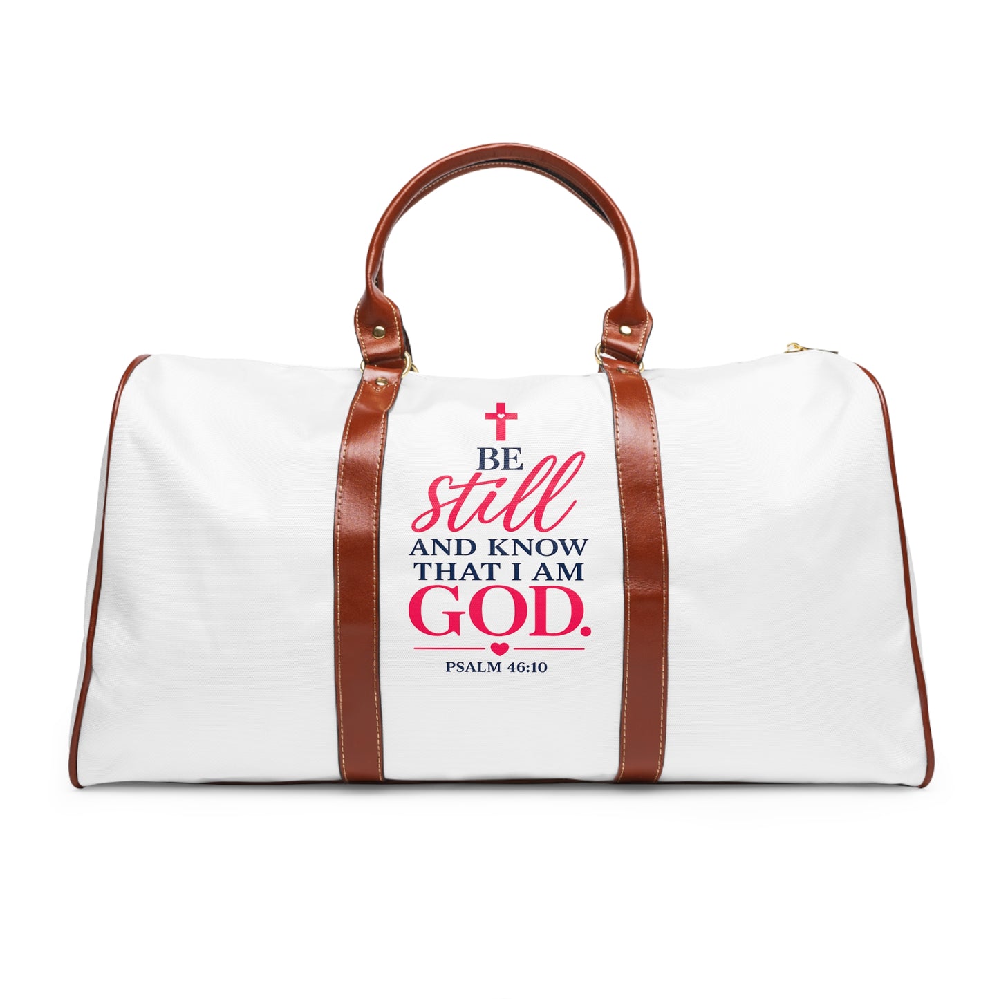 Christian Amen Travel Duffle Bag - Waterproof Weekend Bag with Pink Cross & Inspirational Prayer Design