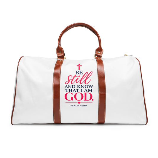 Christian Amen Travel Duffle Bag - Waterproof Weekend Bag with Pink Cross & Inspirational Prayer Design