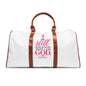 Christian Amen Travel Duffle Bag - Waterproof Weekend Bag with Pink Cross & Inspirational Prayer Design