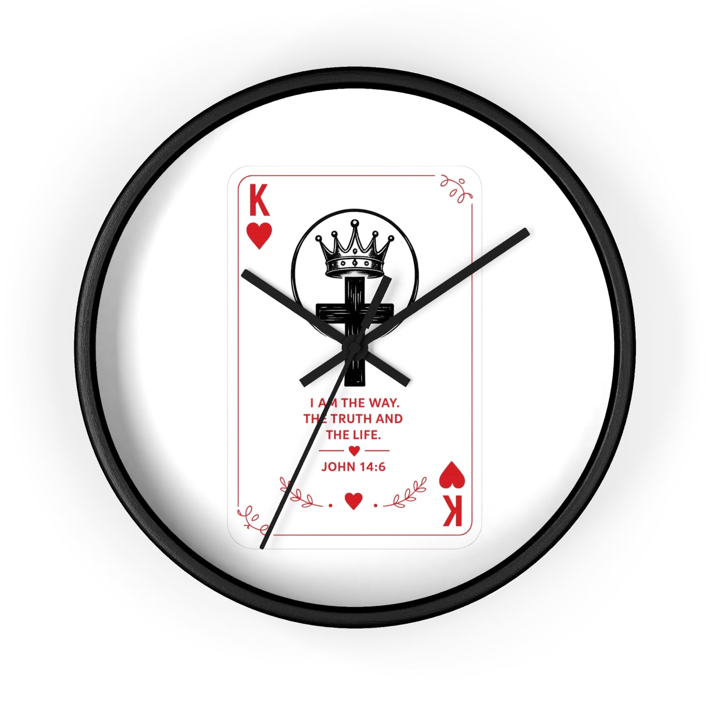 King of Hearts Christian Wall Clock — John 14:6 Playing Card Design